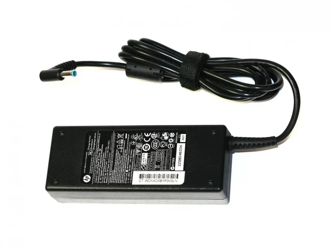 Billede 1 - HP 120W 19.5v 6.15A strømforsyning med 4.5mm x 3.0mm Blue headband needle stik - Original