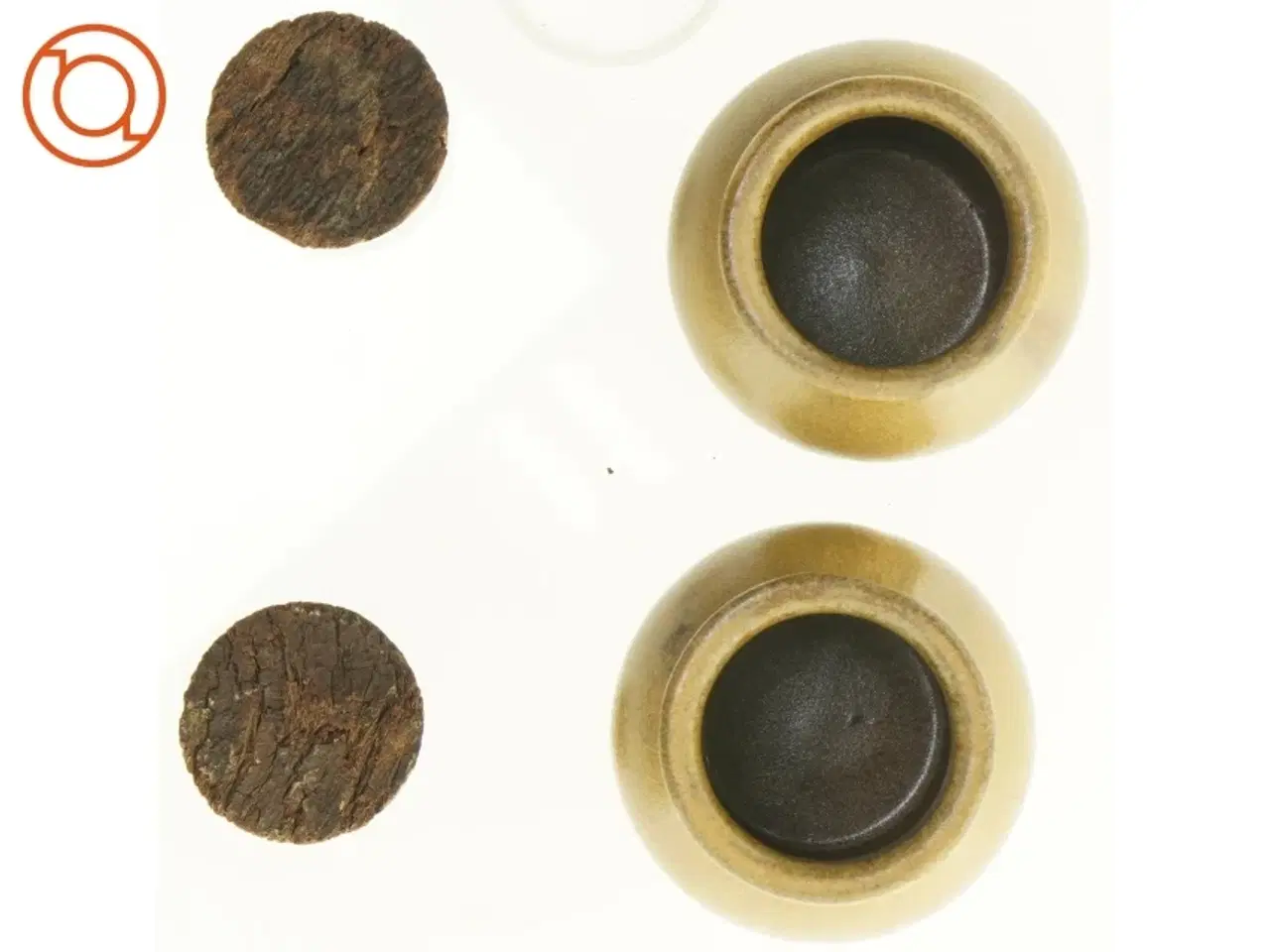 Billede 4 - 2 stk. Keramik Opbevaringskrukker med kork propper (str. 11 x 9 cm)