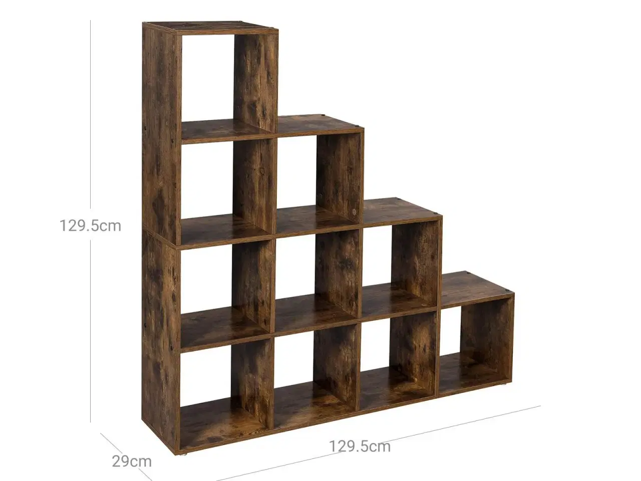 Billede 6 - Bogreol kuber 10-rums rumdeler, fritstående, rustik brun 129,5 × 29 × 129,5 cm