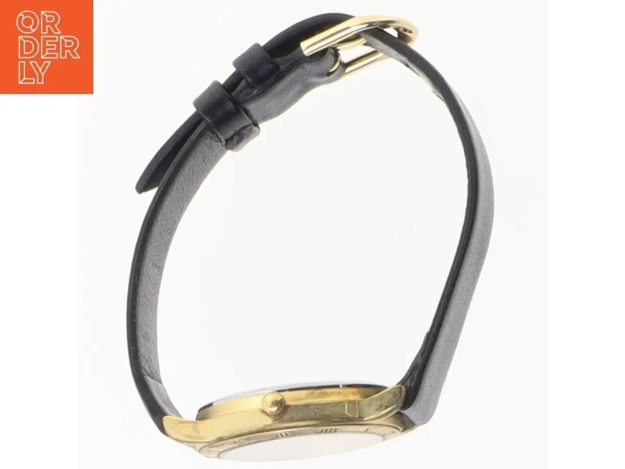 Billede 2 - Dameur med sort læderrem og guld urskive fra Quartz (str. Ø 9 mm)