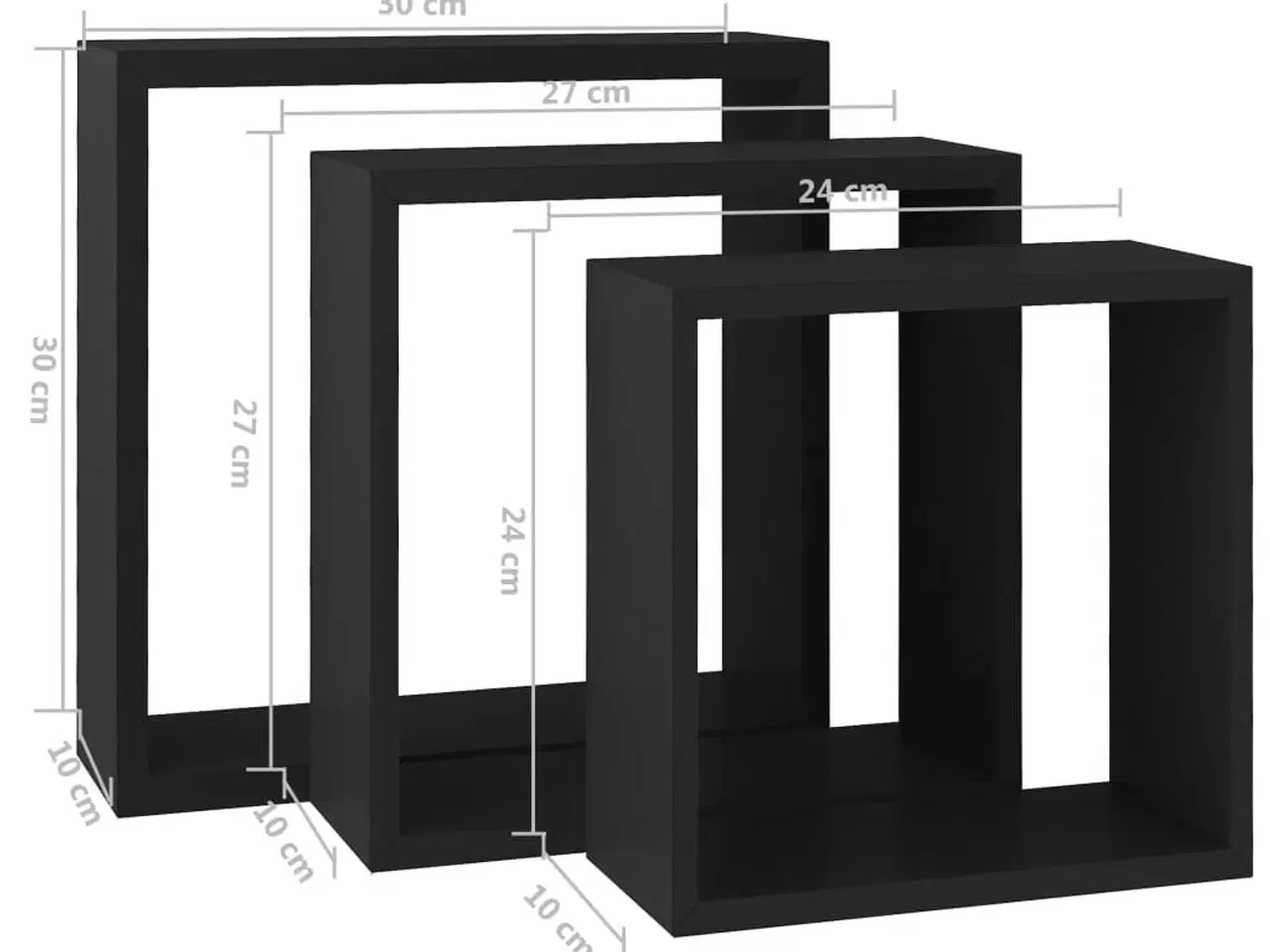 Billede 11 - Væghylder 3 stk. kubeformet MDF sort