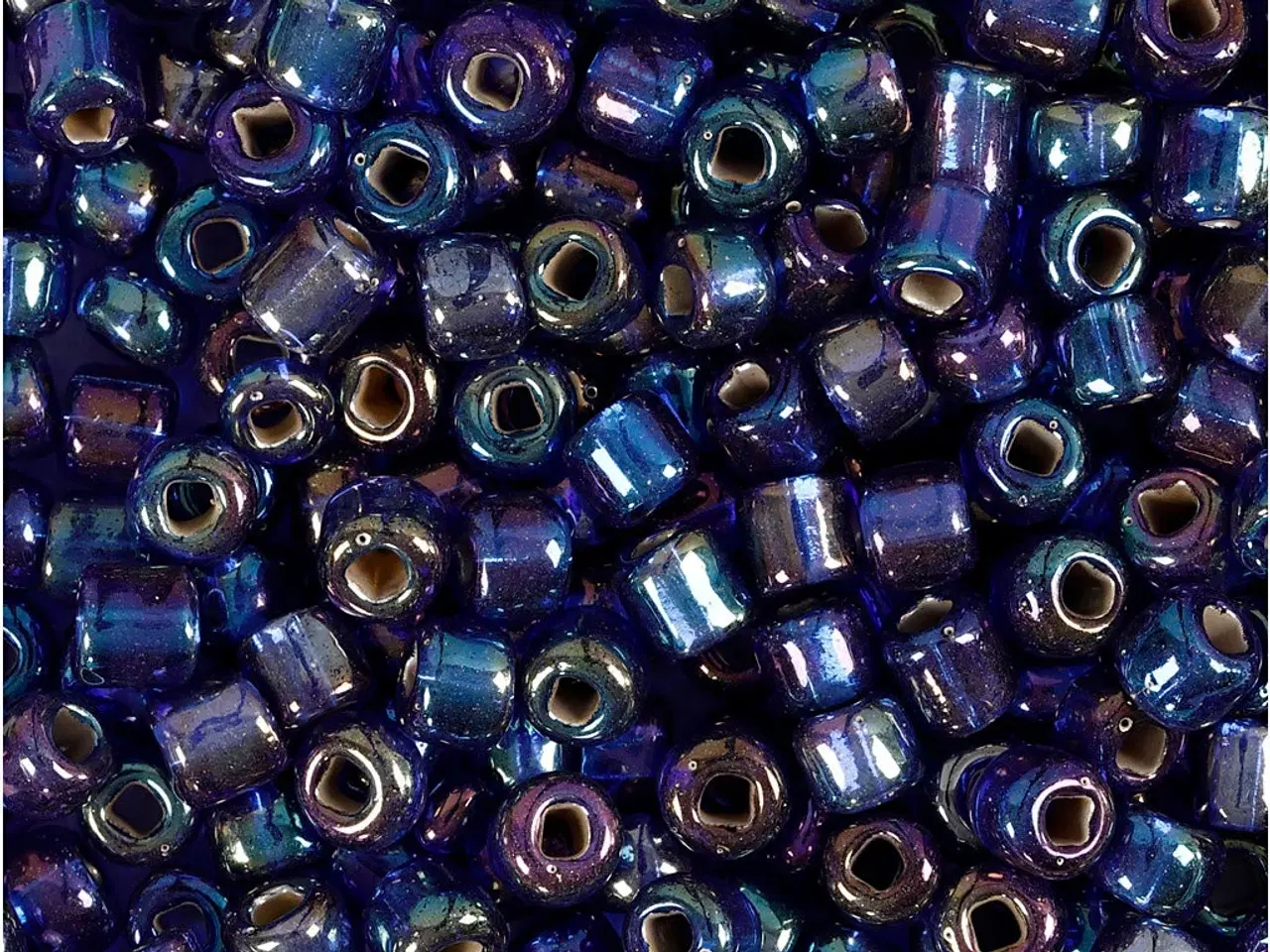 Billede 1 - Rocaiperler, diam. 4 mm, str. 6/0, hulstr. 0,9-1,2 mm, blå olie, 25g/ 1 pk.