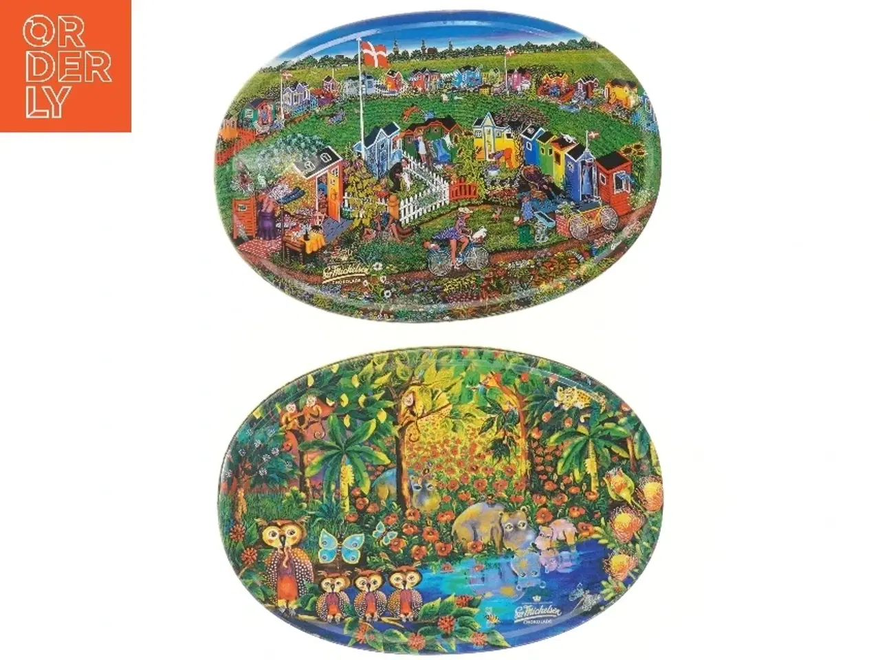 Billede 1 - Fine metal æsker til f.eks fyldt chokolade. Oval dekoreret blikæske (str. 32x22 cm)