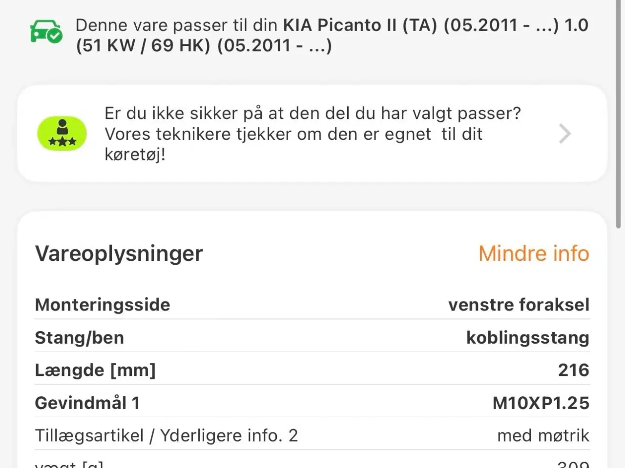 Billede 3 - Nye Stabilisatorstange til Kia Picanto