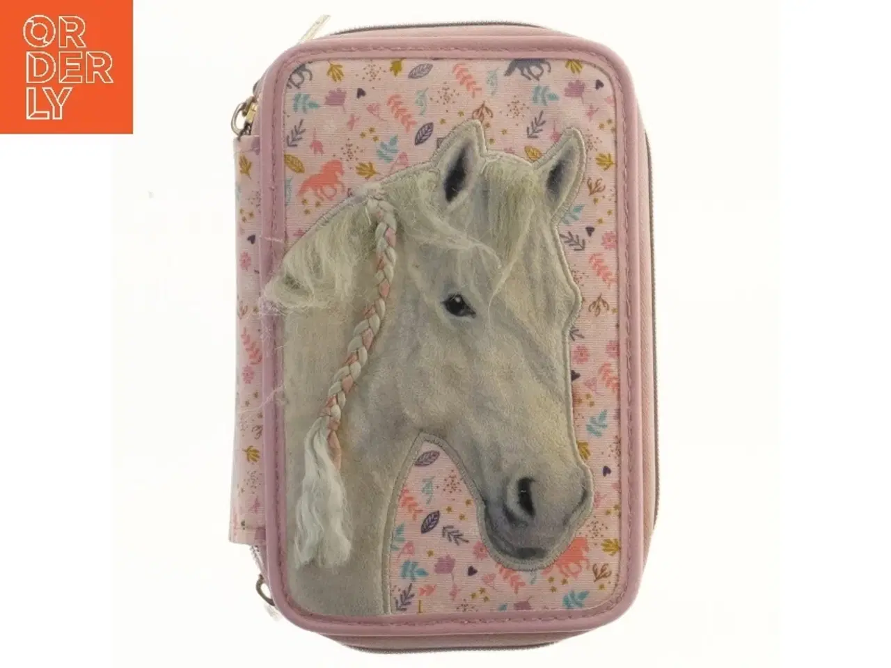 Billede 1 - Penalhus med hestemotiv (str. 20,5x14,5 cm)