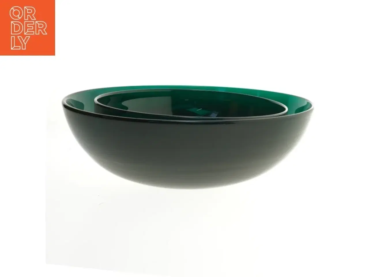Billede 1 - To grønne glasskåle (str. 2 styk. ø. 24,5 cm. og. ø. 32 cm)
