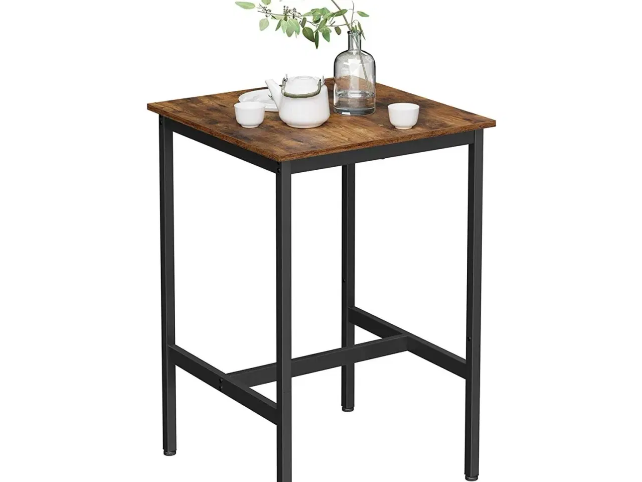 Billede 7 - Barbord firkantet højt bord, 60 × 60 × 90 cm, industriel stil, rustik brun/sort