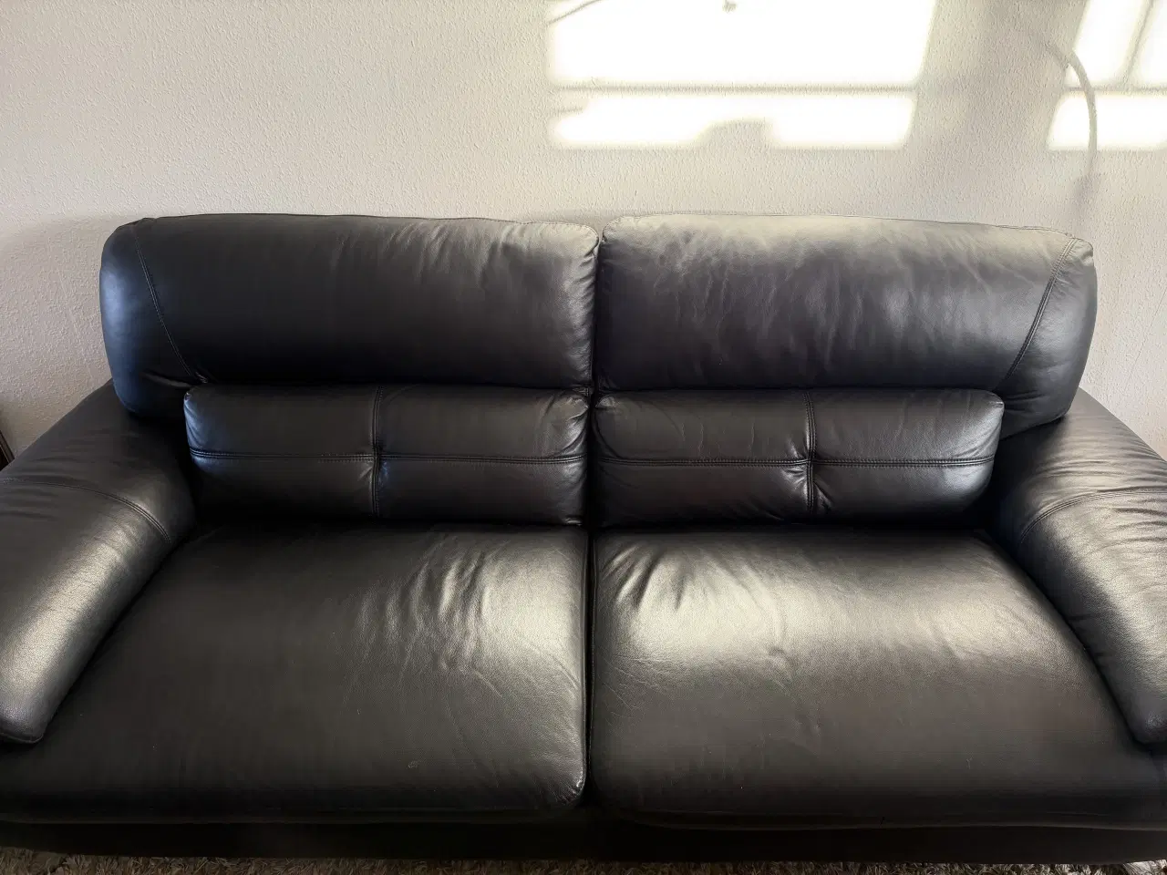 Billede 1 - Lædersofaer, sæt, sorte, i meget fin stand