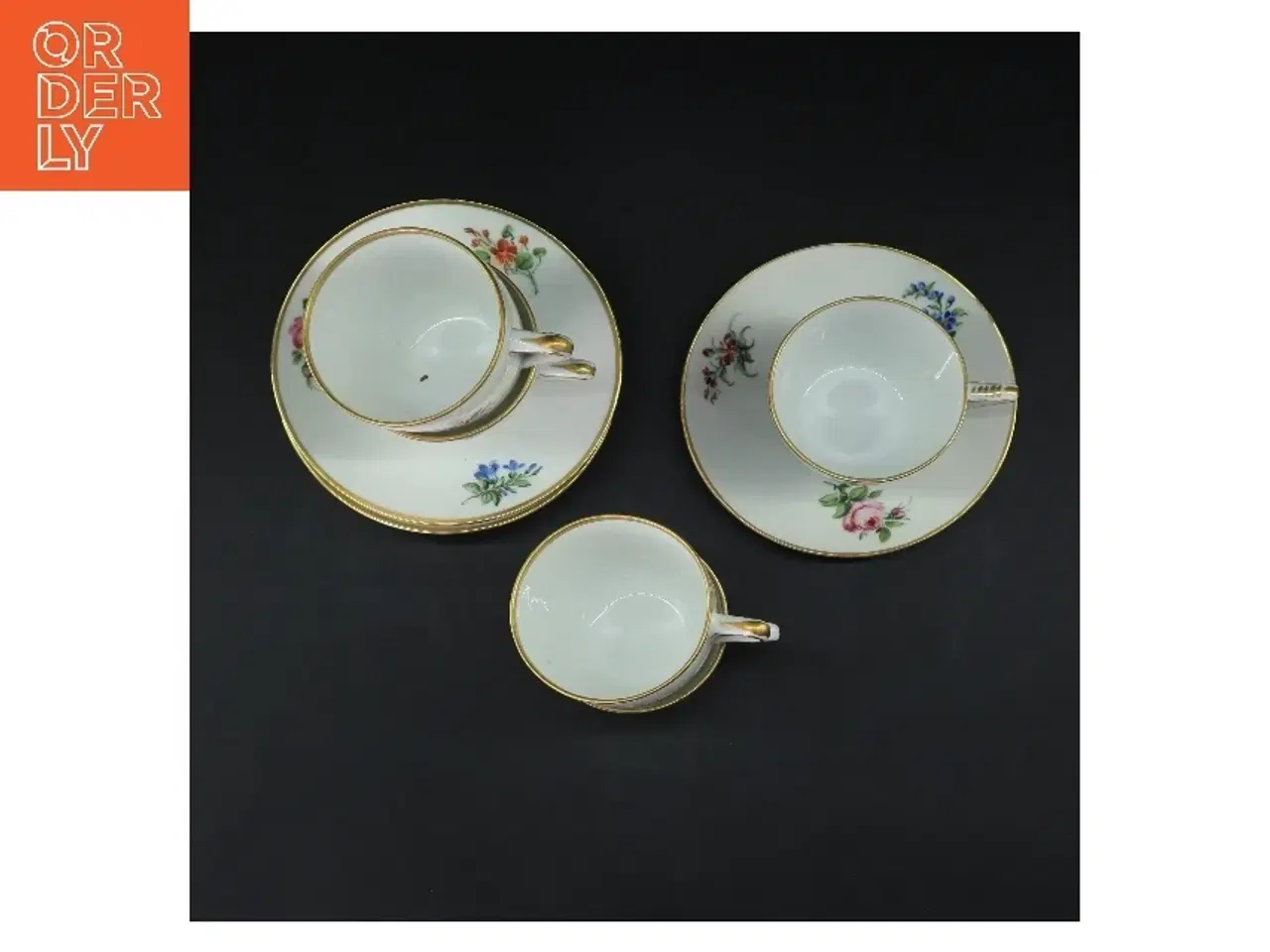 Billede 2 - Blomstret porcelænskop og underkop sæt fra B&G (str. 5 stk Ø 7,5 & 13,5 cm)