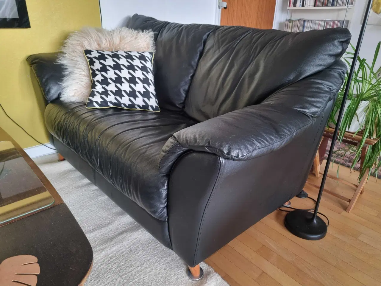 Billede 1 - Lædersofa, sort