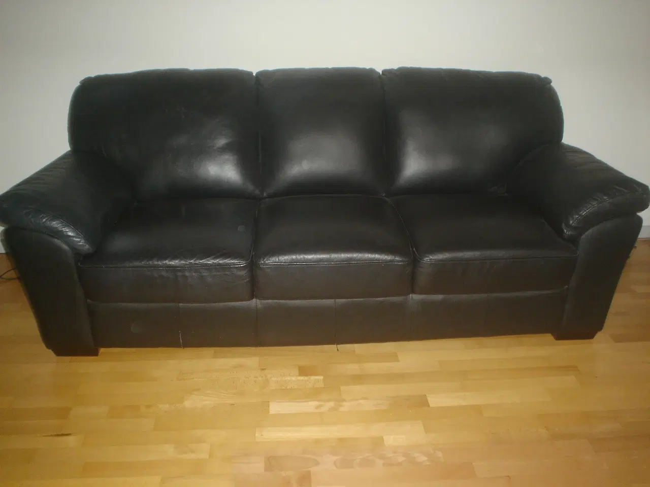 Billede 1 - Sort læder sofa