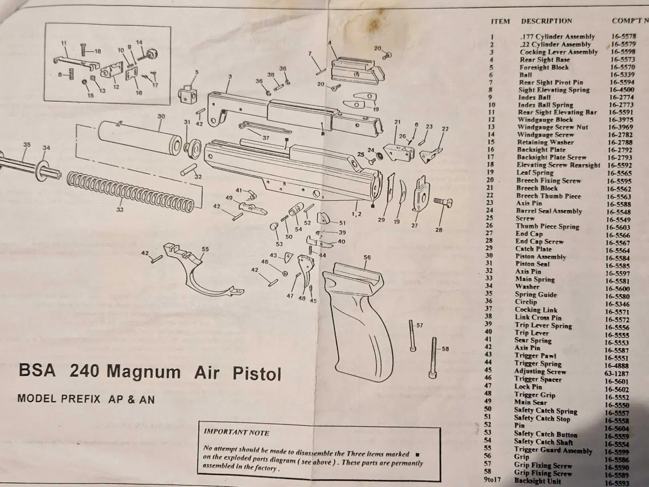 Billede 3 - BSA 240 Magnum Air Pistol 4,5 mm luftpistol 