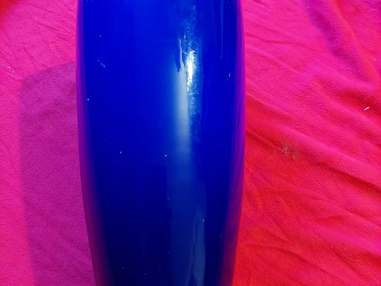 Billede 1 - Stor rundt glas vase i kongeblå farve