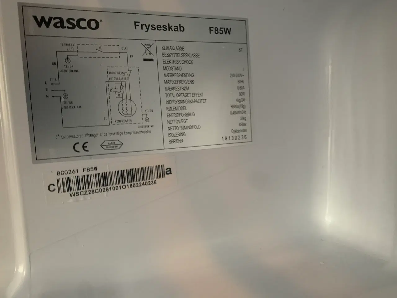Billede 4 - Wasco F85W fryser – 85 liter
