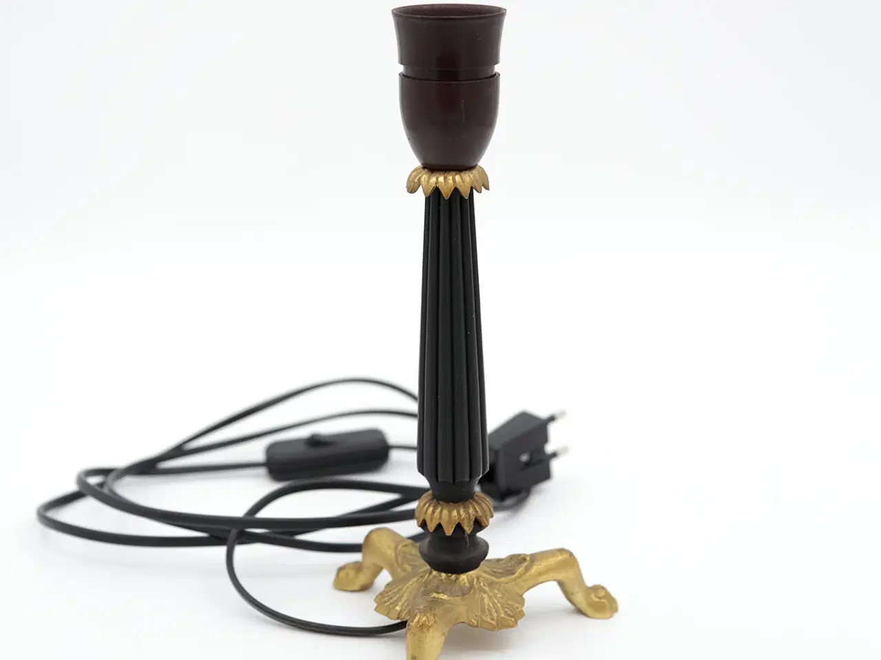 Billede 5 - Sort bordlampe m. guld treben, ca. 1940–60