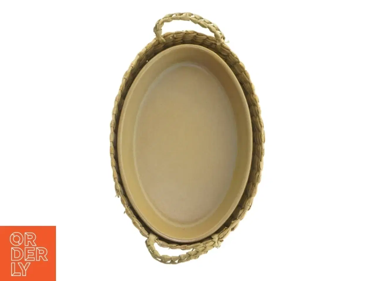 Billede 1 - Flettet kurv med keramisk indlæg (str. 30 cm)