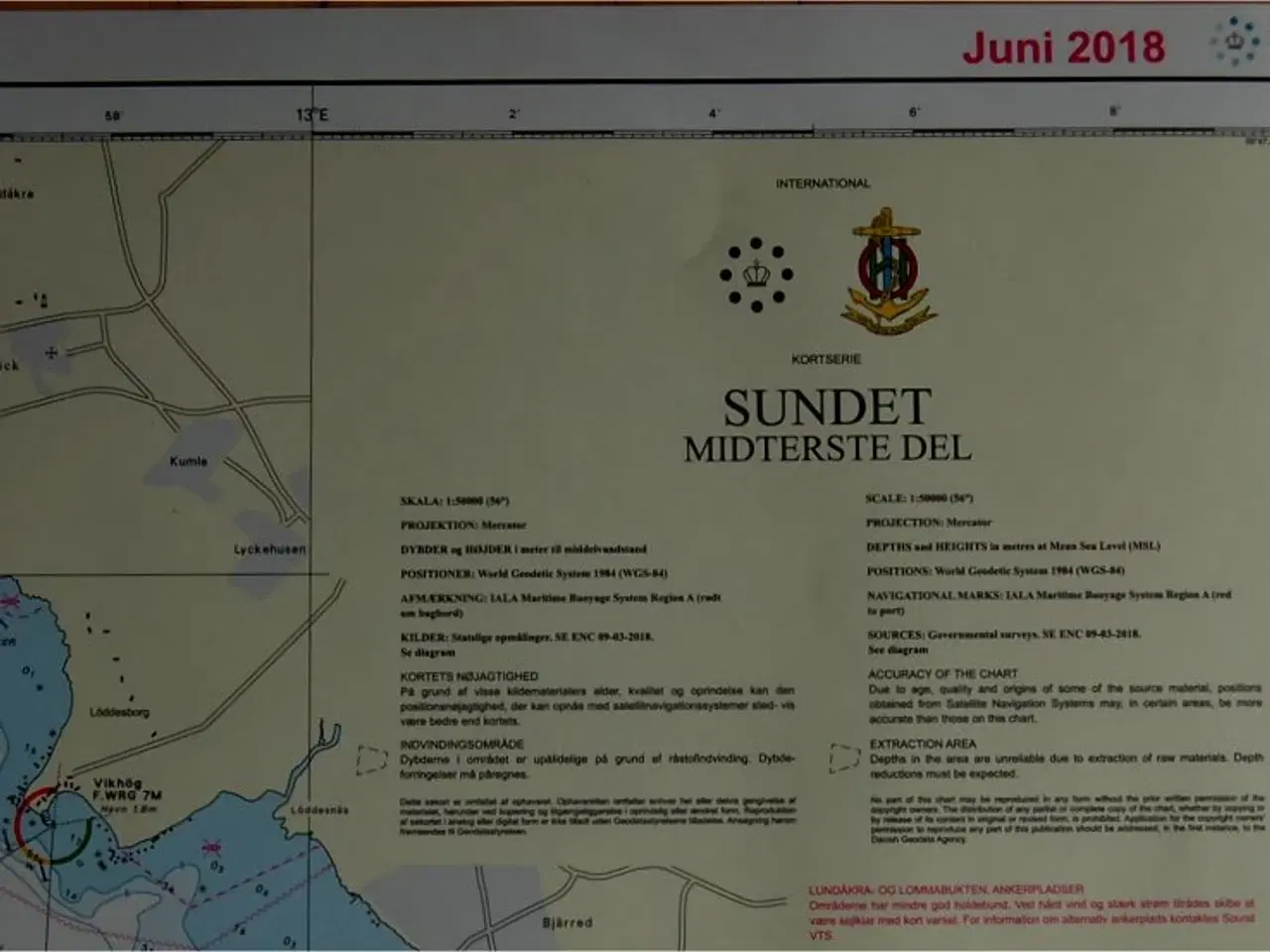 Billede 3 - Dansk Søkort  133 Sundet. Midterste del.