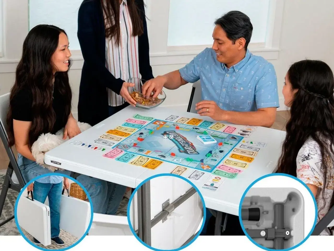 Billede 3 - Lifetime sammenklappeligt bord - hvid 94 × 94 × 74 cm