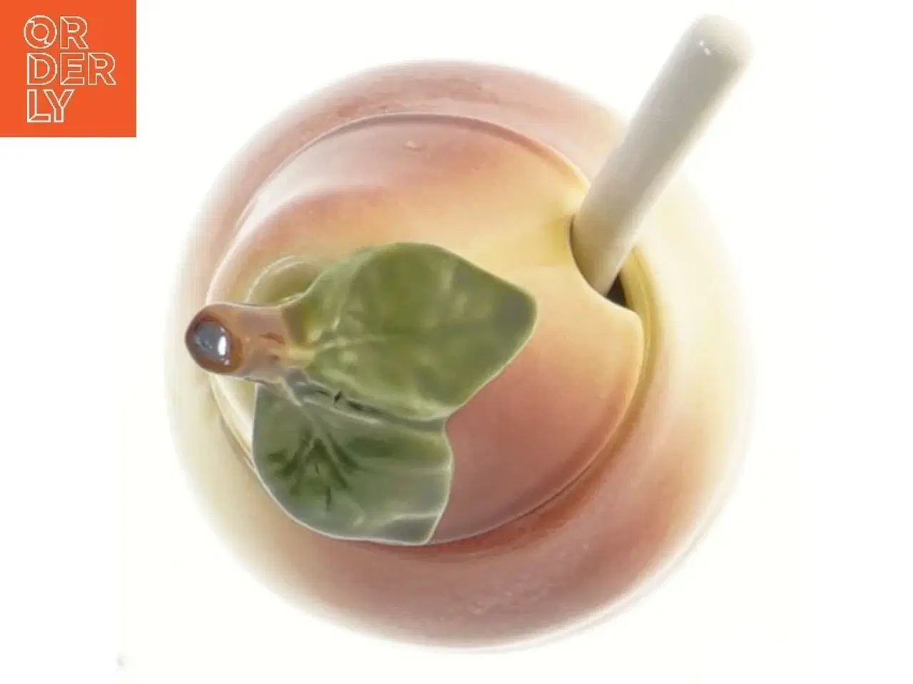 Billede 2 - Pærefaconet krukke med ske (str. 15 cm)
