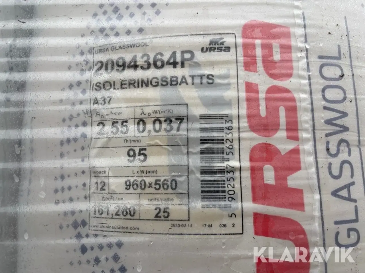Billede 3 - Glasuld isoleringsbatts URSA A37 – 95 mm, 161 m²