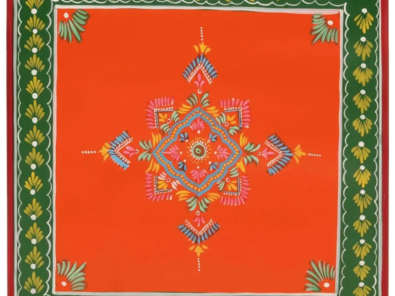 Billede 3 - Sofabord håndmålet massivt mangotræ orange