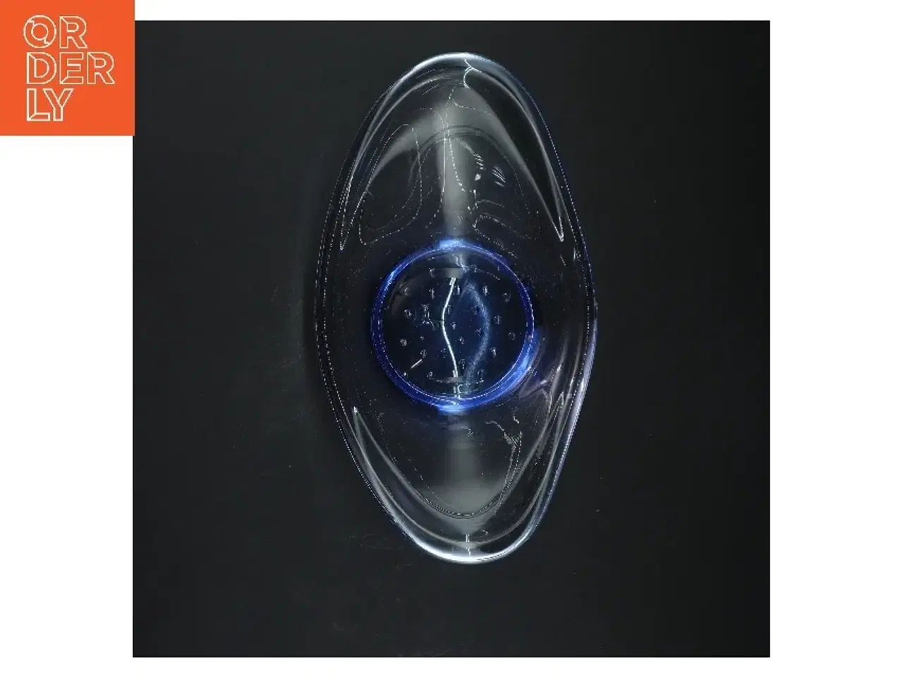 Billede 3 - Blåt glasfad fra holmegaard(str. 24 cm)