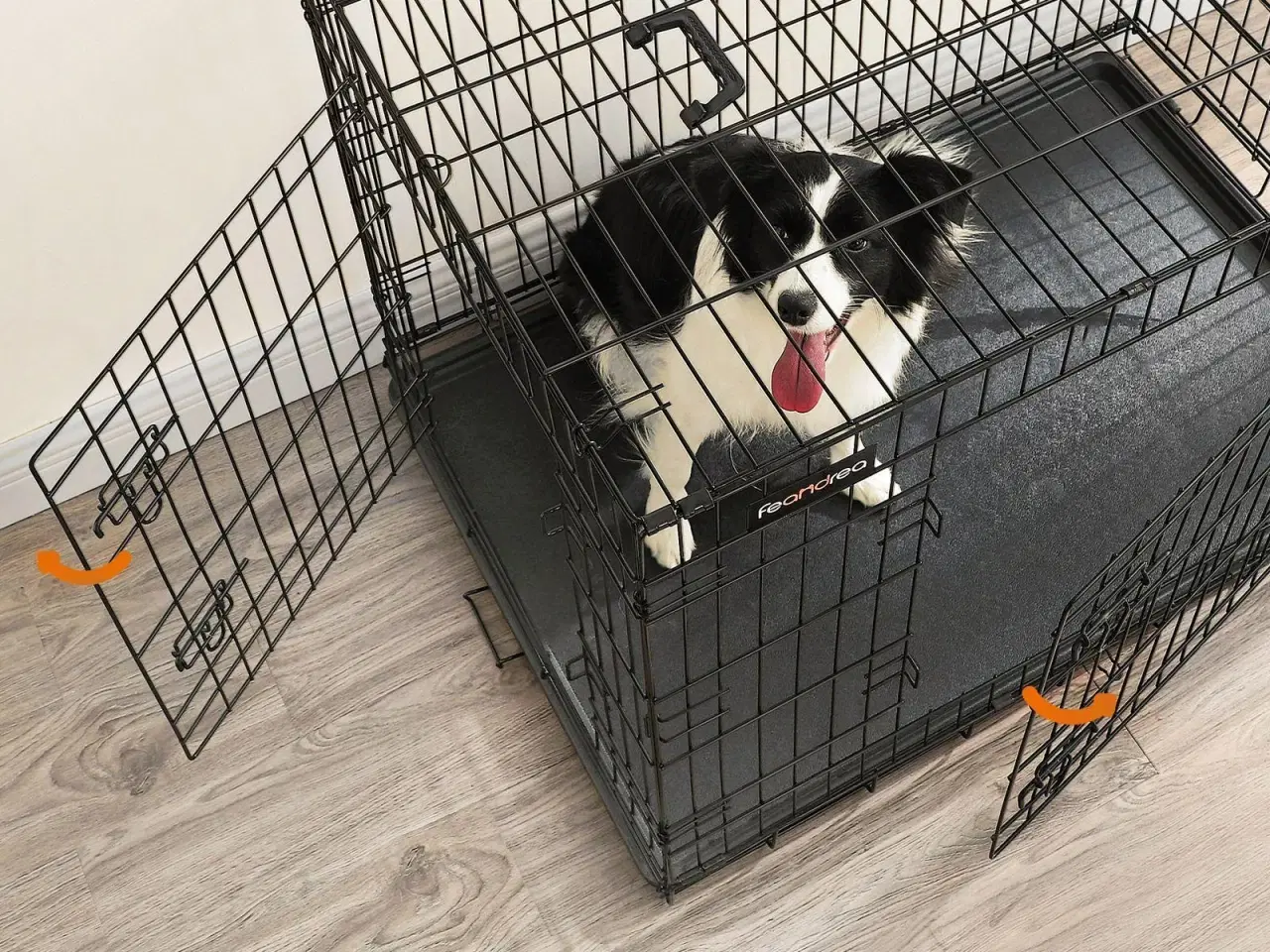Billede 3 - Foldbart hundebur, XL 107 cm med 2 døre – sort (PPD42H)