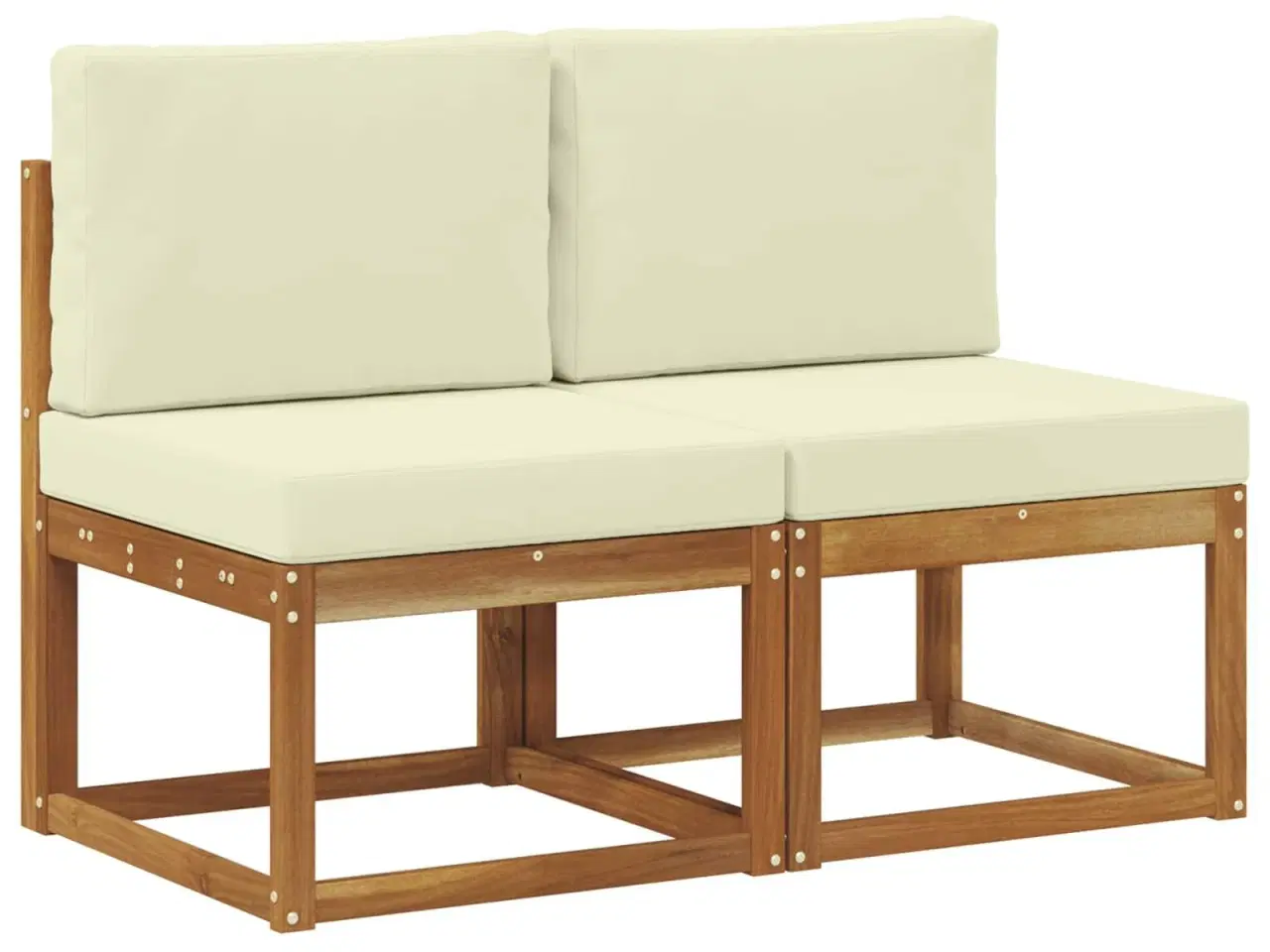 Billede 2 - 2 Stk Udendørs Mellem Sofa Massivt Akacietræ Naturfarvet