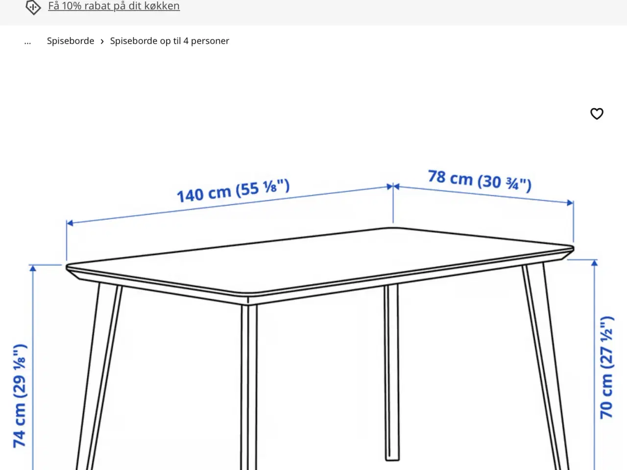 Billede 6 - Spidsebord i asketræ 140x78