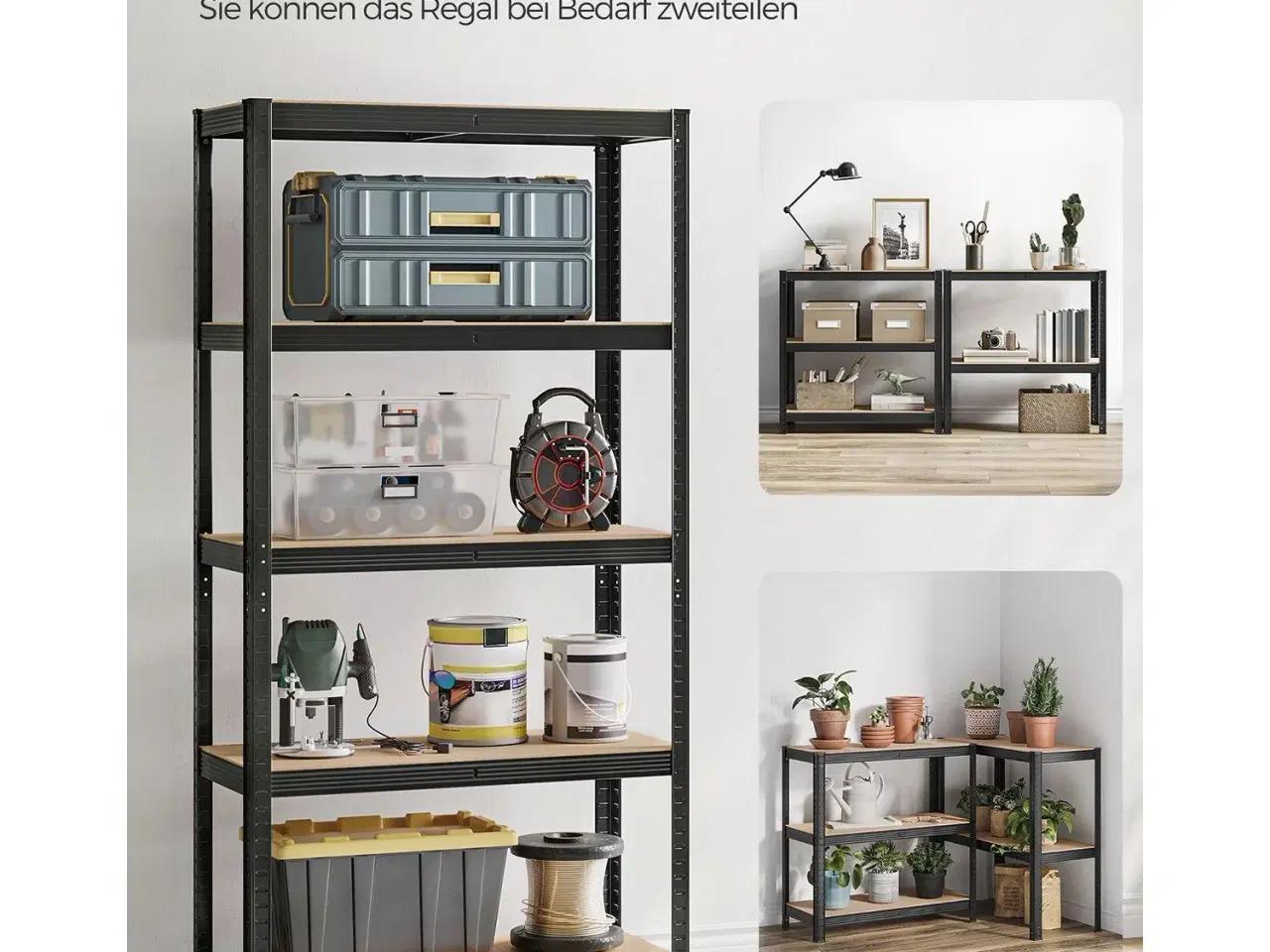 Billede 6 - Reolsystem stål 5 hylder – SONGMICS, sæt á 2, 40 × 90 × 180 cm, sort