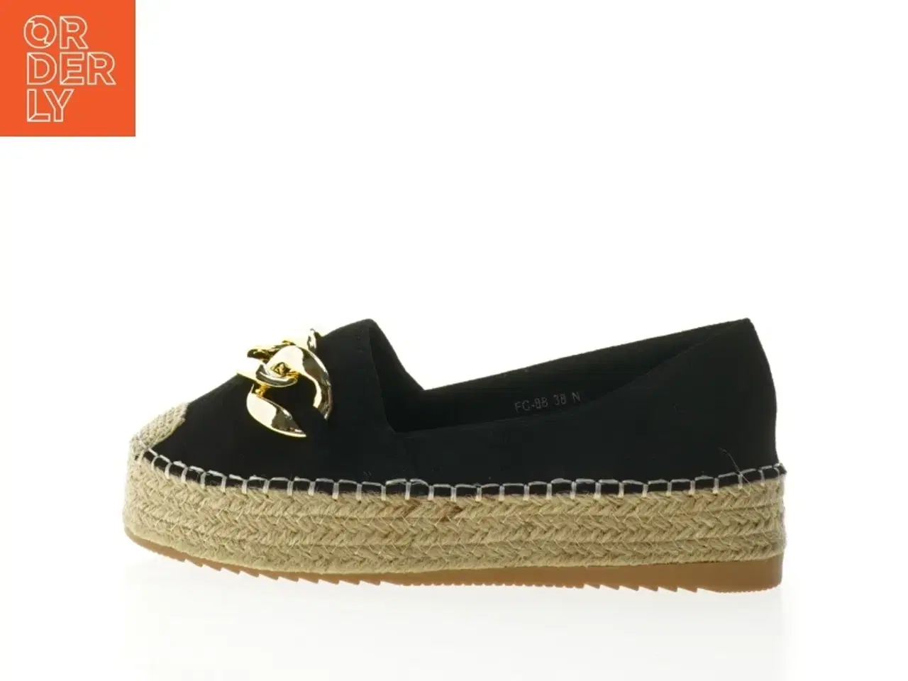 Billede 1 - Sorte espadrillos med guldkæde fra Wilady (str. 38)