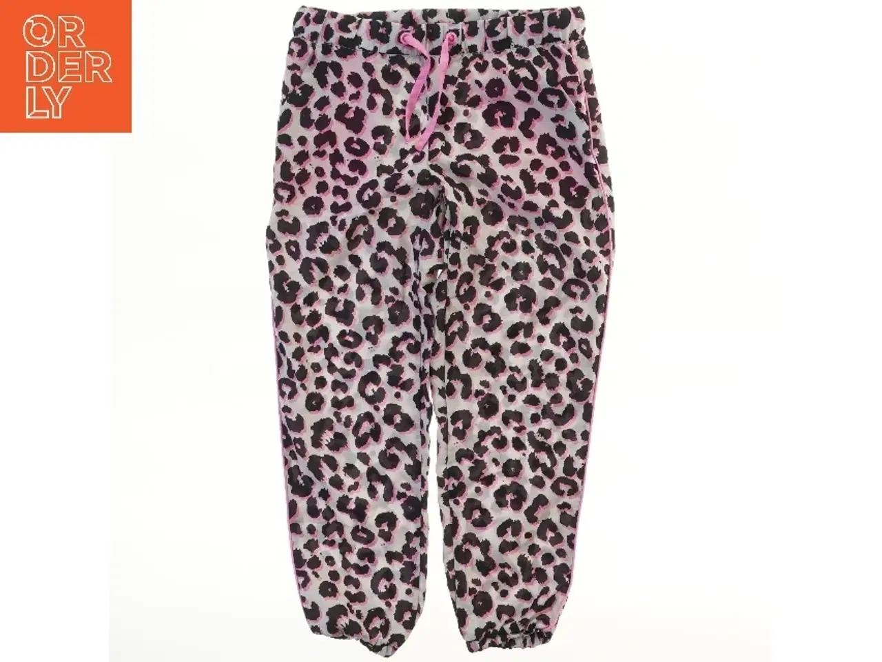 Billede 1 - Leopardmønsterede bukser med pink snøre fra H&M (str. 134)