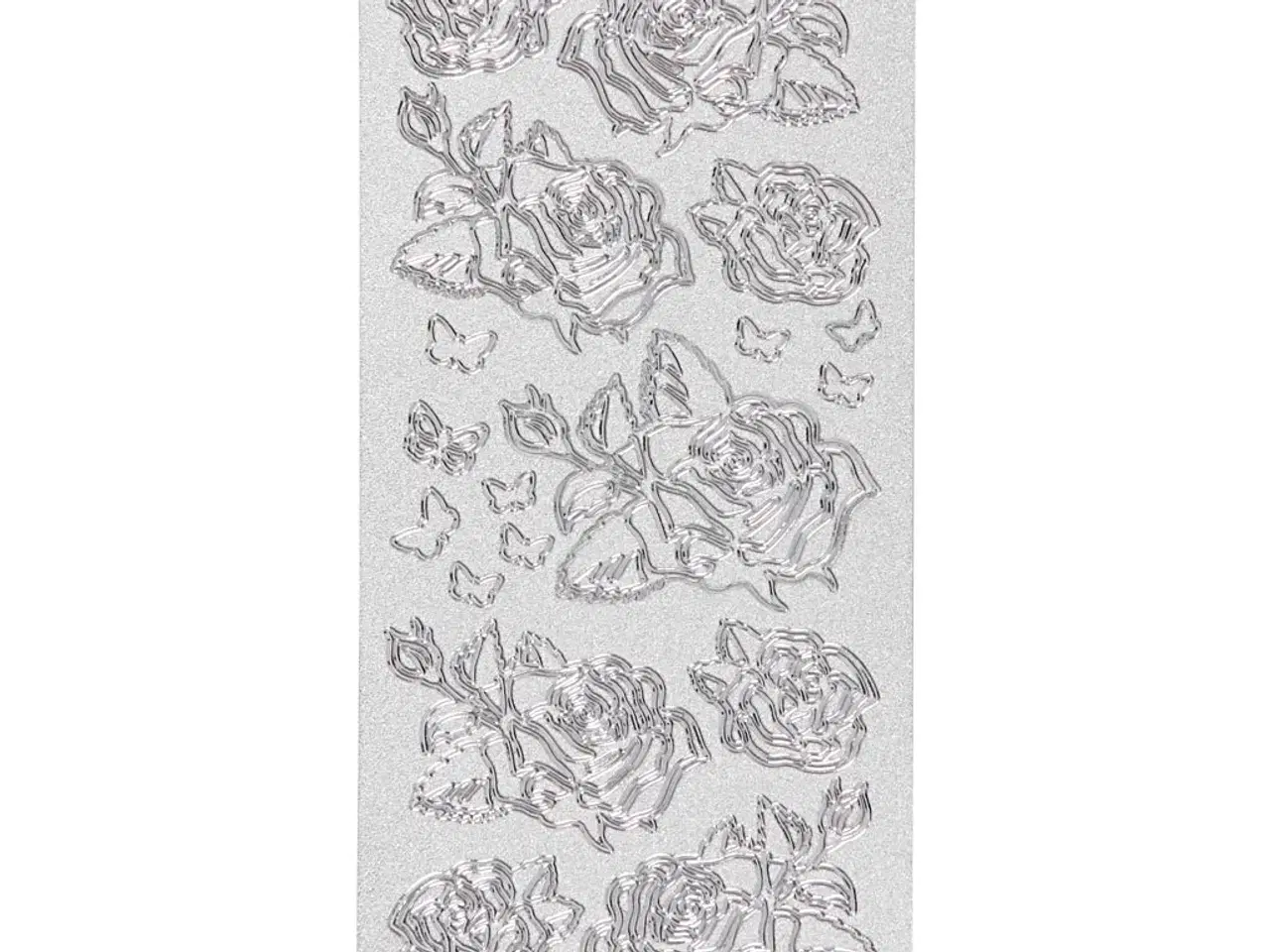Billede 1 - Stickers, roser, ark 10x23 cm, sølv, 1 ark
