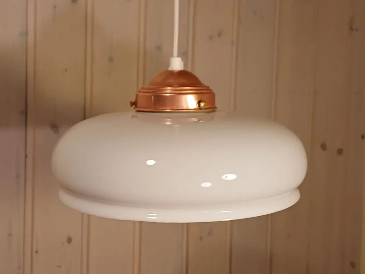 Billede 5 - Vintage/Retro loftlampe med glasskærm og messingop