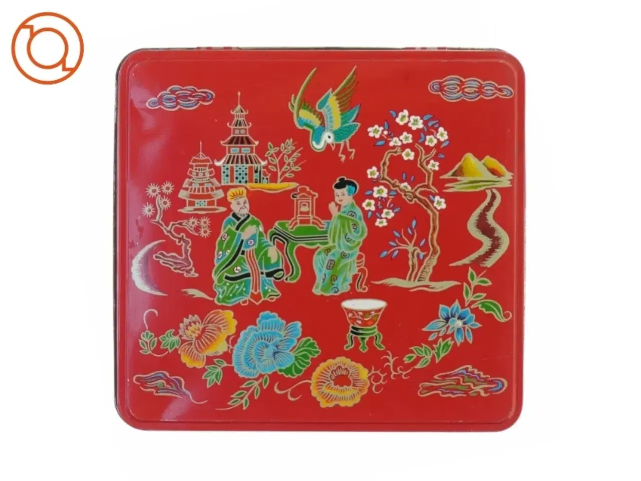 Billede 1 - blikdåse med asiatisk motiv (str. 22 x 23 cm)