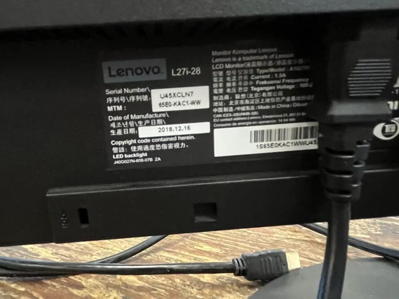 Billede 3 - 2 Stk. Skærme 24" + 27" LENOVO