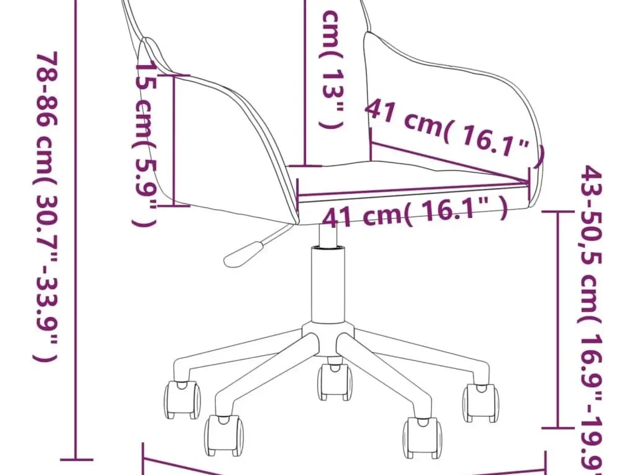 Billede 9 - Drejelig kontorstol fløjl pink