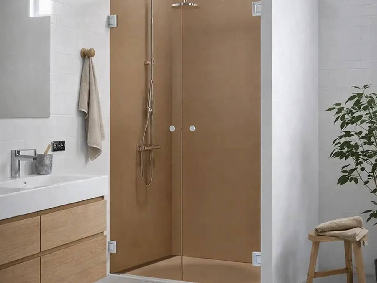 Billede 1 - Dobbelt svingdøre med Brun glas STRØMBERG