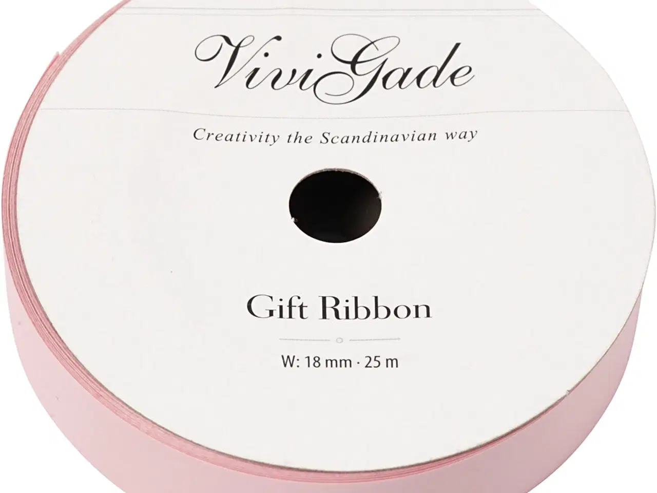 Billede 1 - Mat Lyserødt Gavebånd 18 mm - 25 m Kvalitet