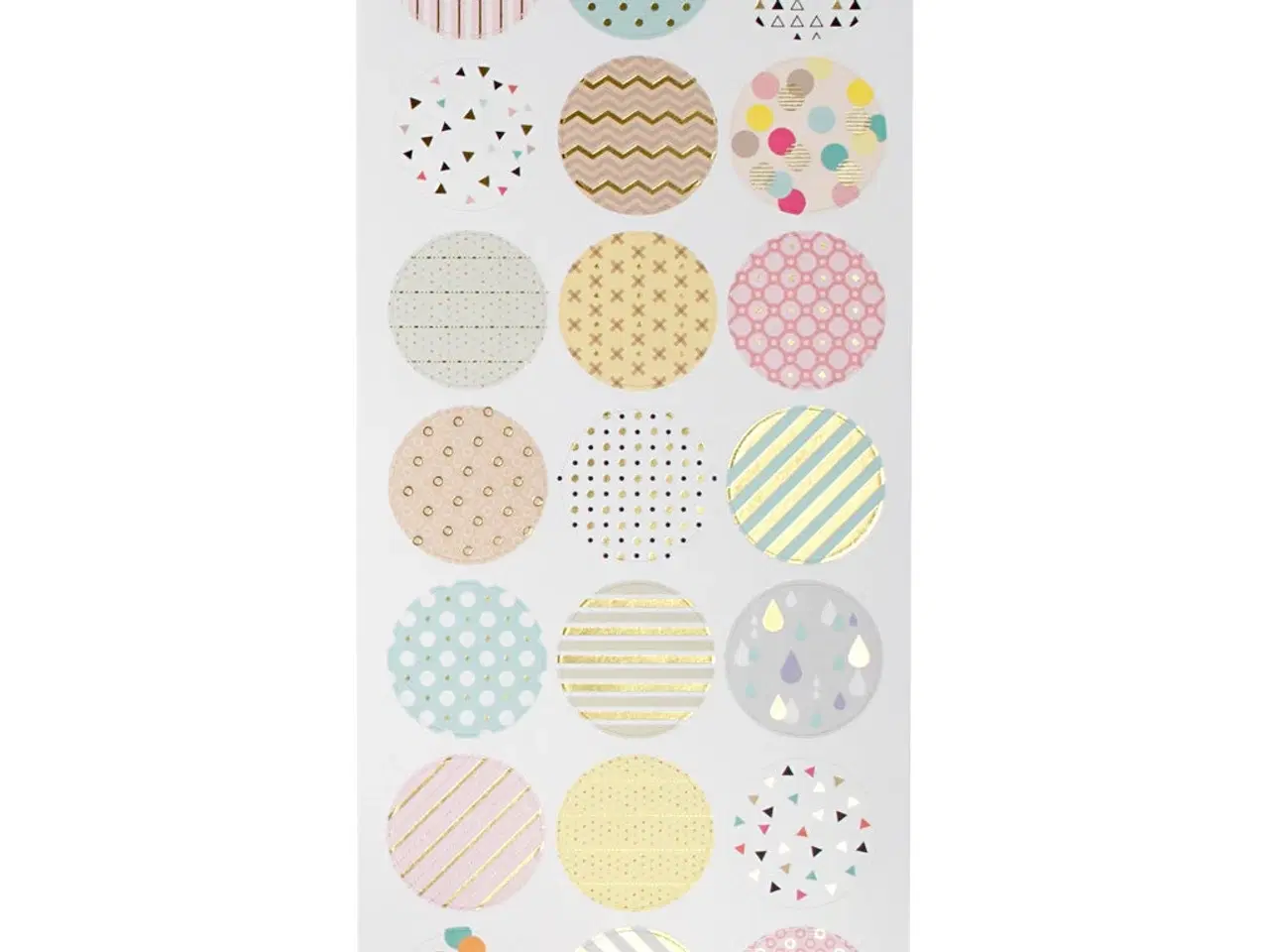 Billede 1 - Pastel Stickers Ark 10x23 cm med Guldfolie Detaljer