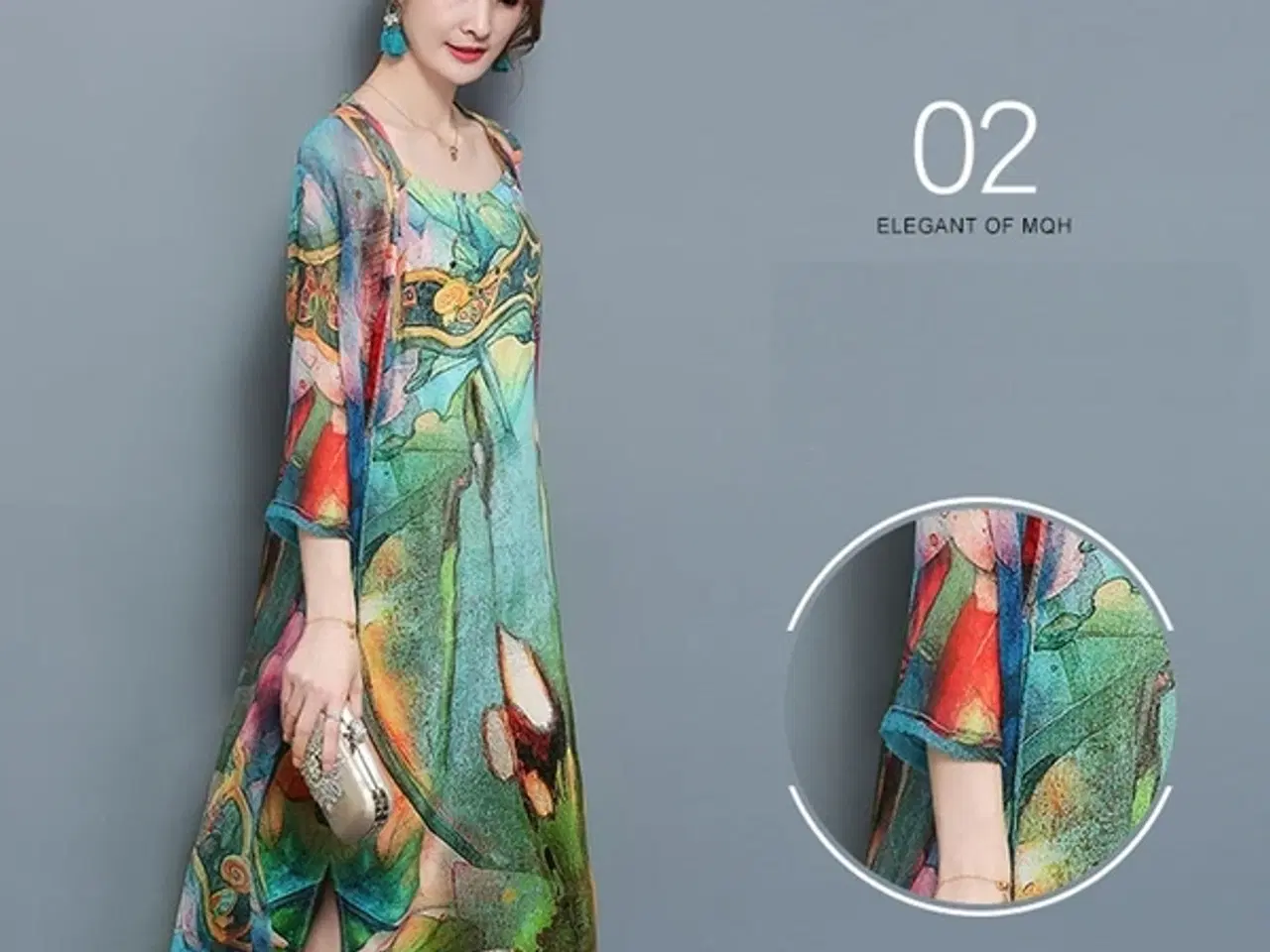 Billede 4 - Maxi-florlet kjole, med kimeno jakke i samme stof
