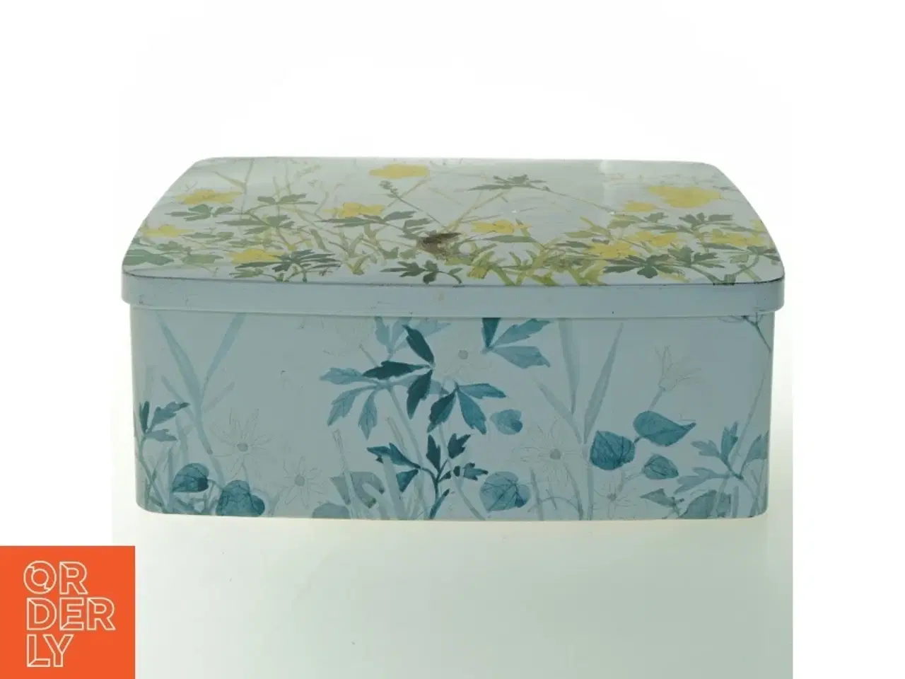 Billede 3 - Vintage Rektangulær metalæske med blomsterdesign (str. 24,5 x 21,5 cm)