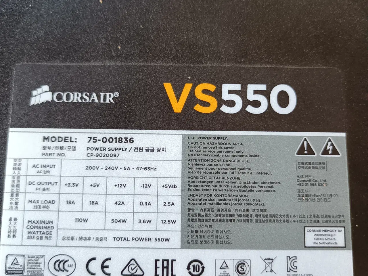 Billede 7 - CORSAIR VS Series VS550 - strømforsyning - 550W