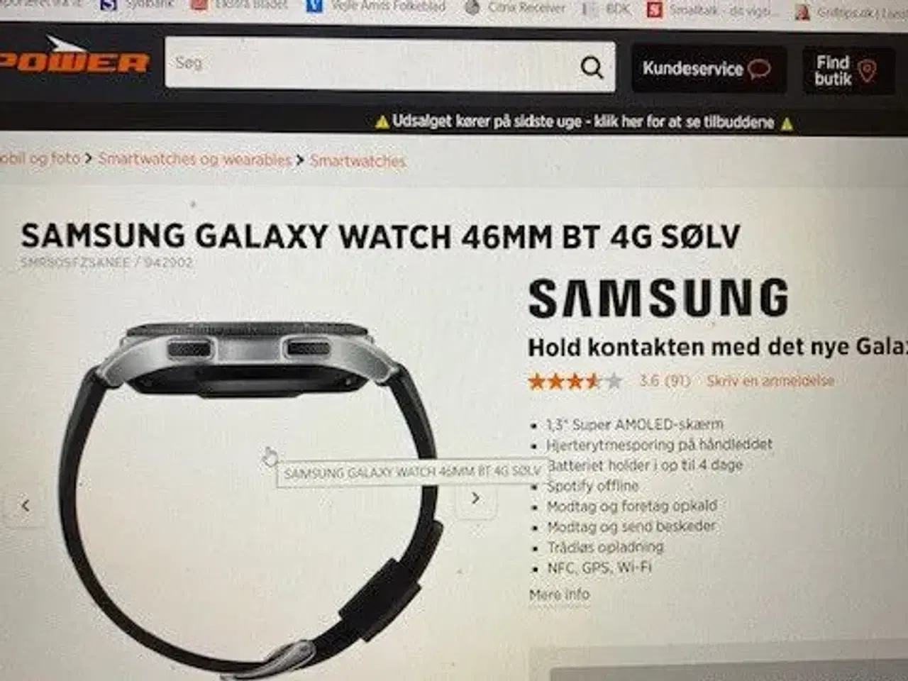 Billede 5 - Samsung smartwatch Galaxy 46mm BT 4 G sølv