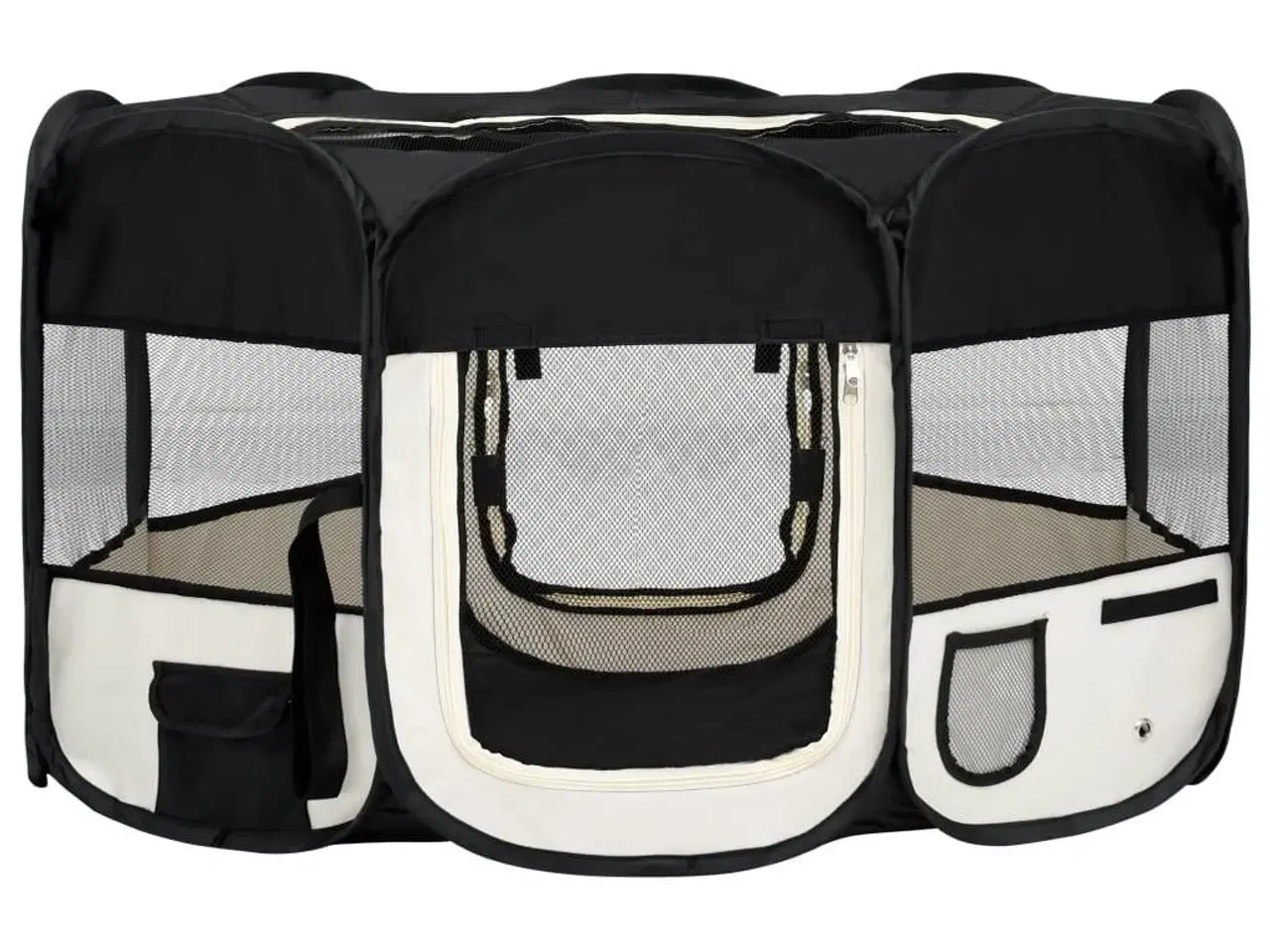 Billede 2 - Foldbar hundegård med bæretaske 145x145x61 cm sort