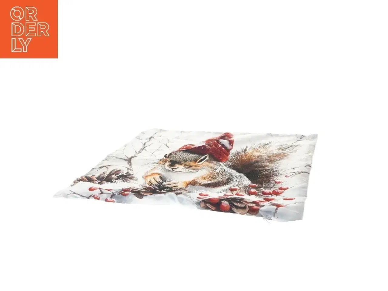 Billede 2 - Pudebetræk med egern motiv (str. 44x43 cm)