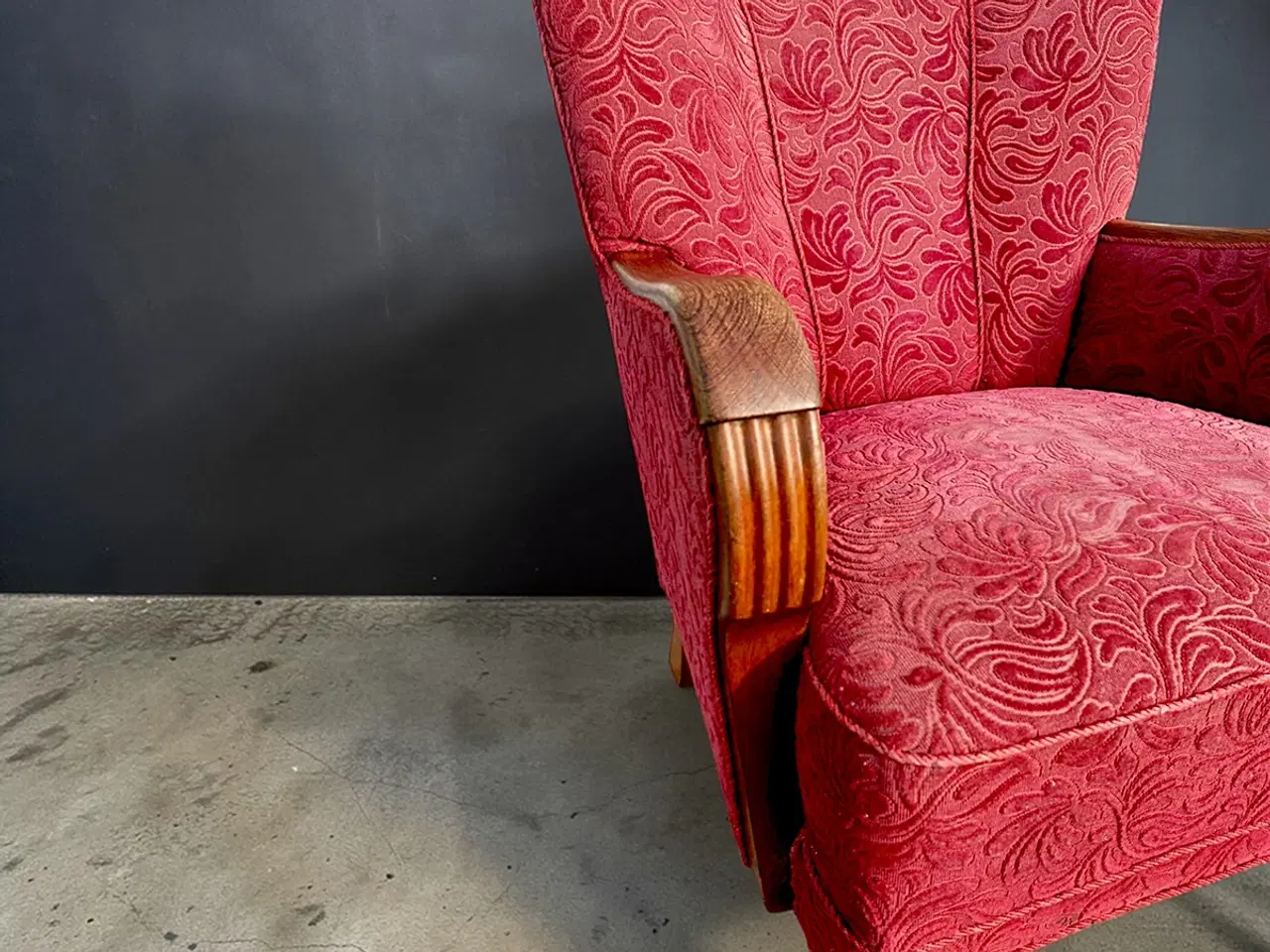 Billede 9 - Dansk snedkermester lænestol rød velour 1940’erne