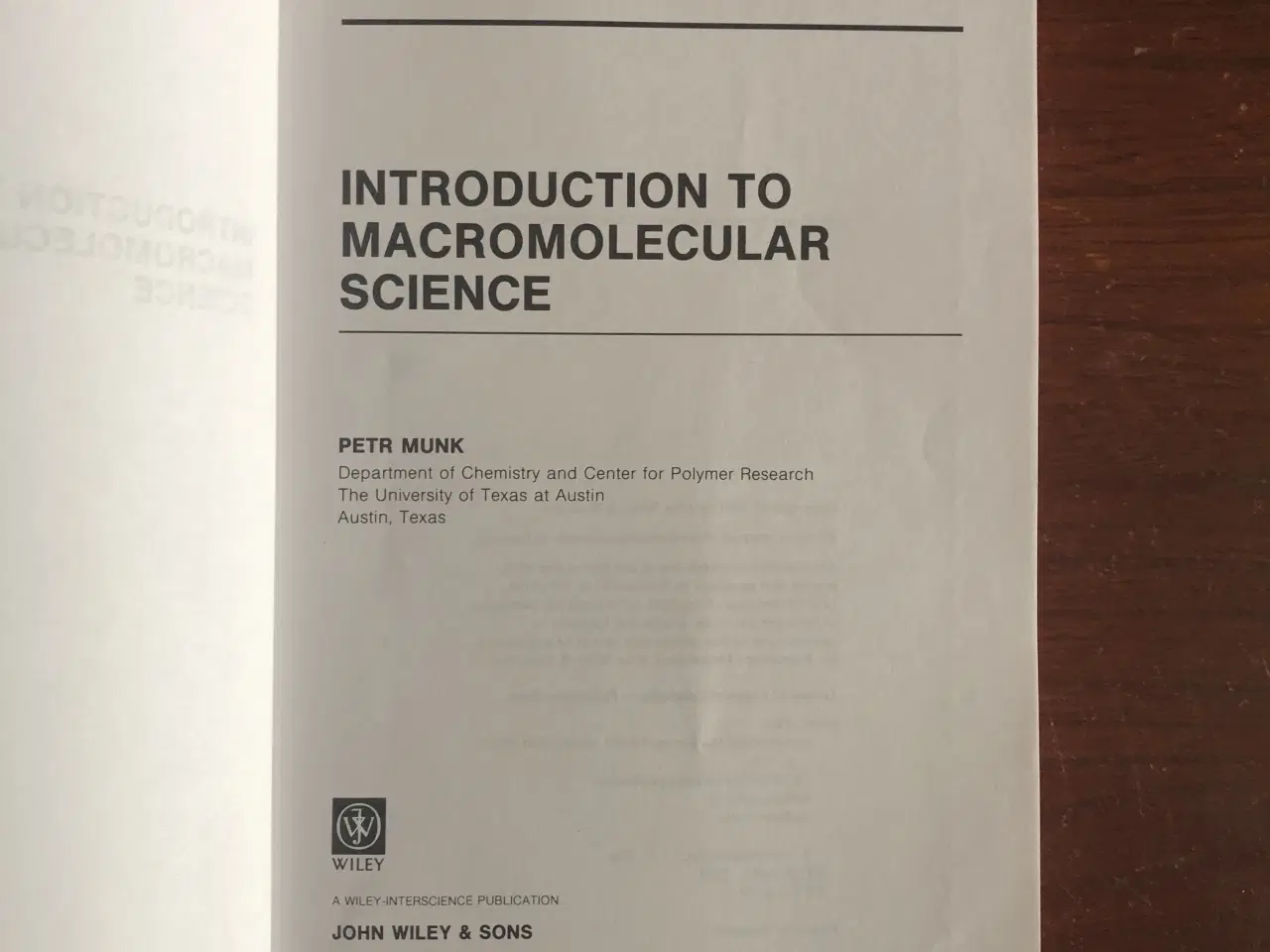 Billede 2 - Introduction to Macromolecular Science, Petr Munk