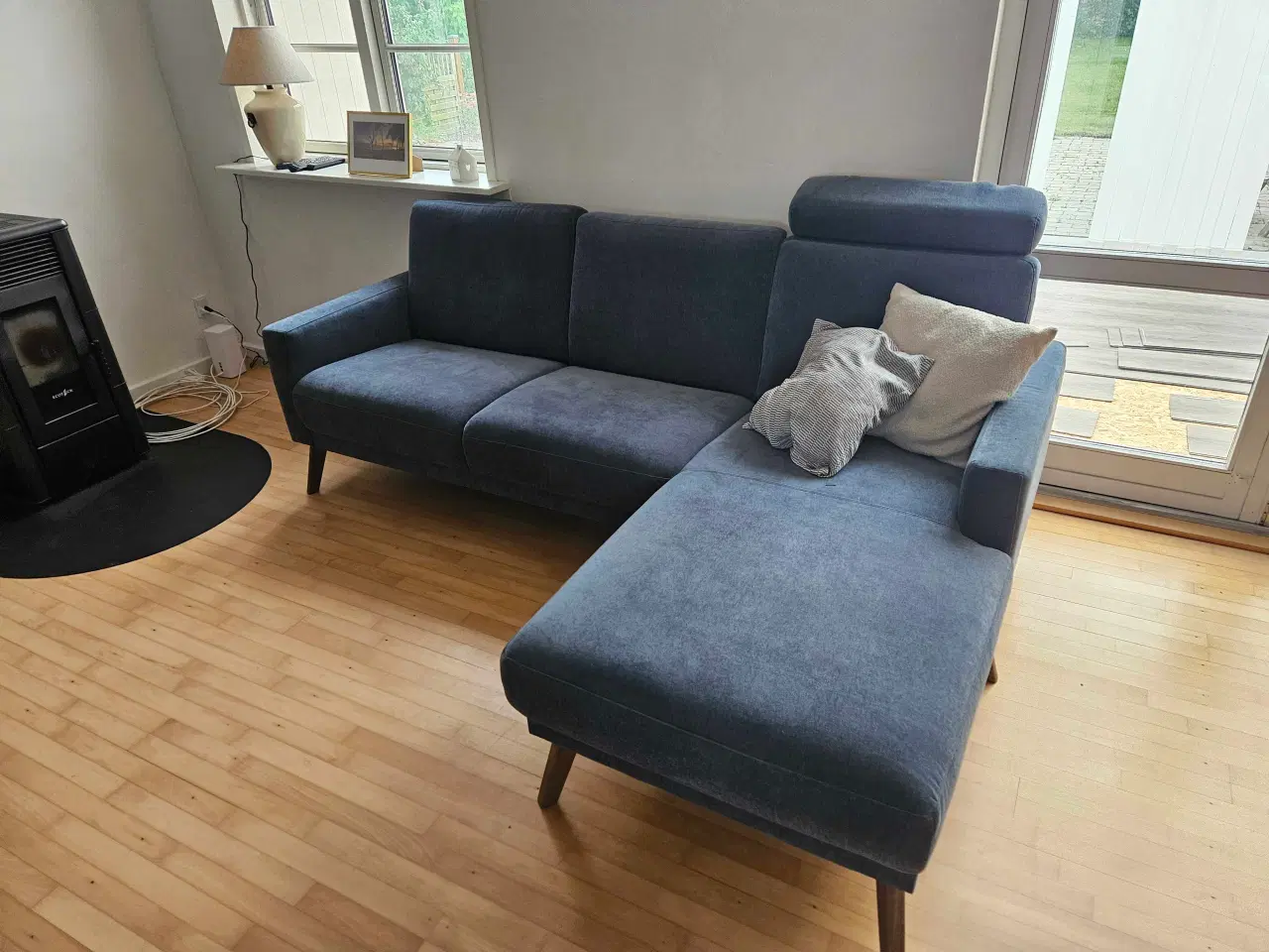 Billede 1 - Blå 3 personers sofa m. Chaiselong