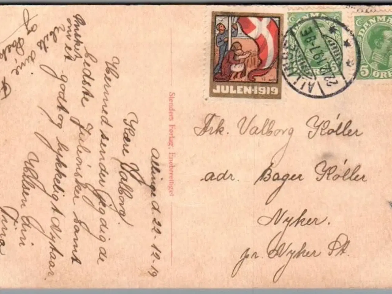 Billede 1 - Julemærke 1919 på Postkort